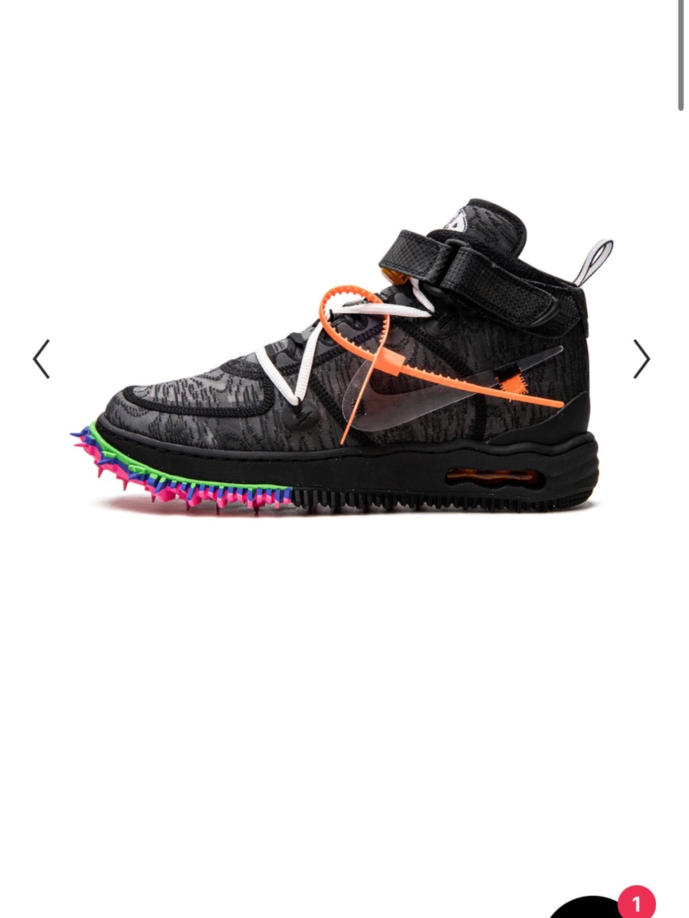 Off-White Kids Black Sneakers with Multicolor Sole Accents - Picture 1 of 11